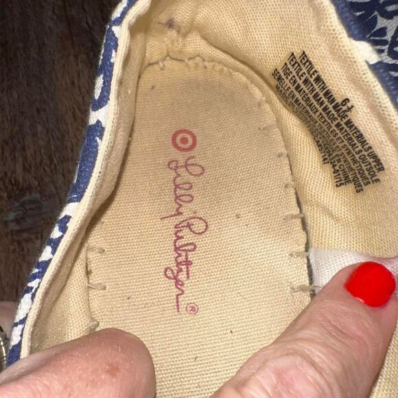 Lily Pulitzer Navy, White & Gold Espadrille Ballet Flats - Picture 3 of 6